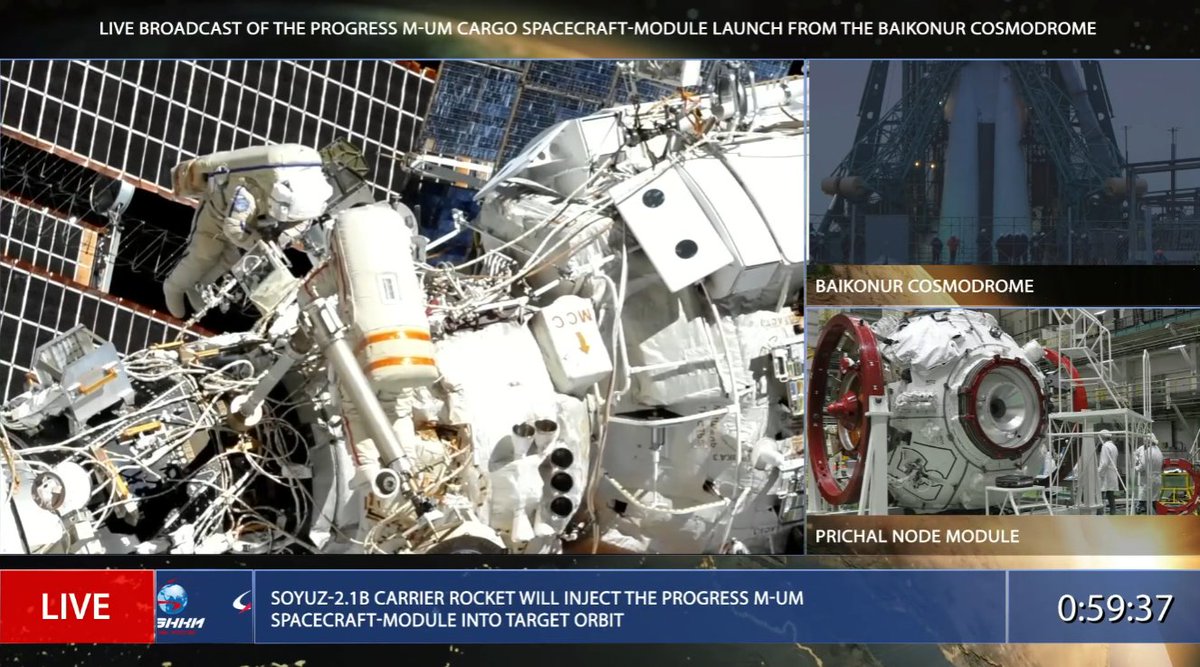 Bottlaeric's tweet photo. Décollage du module "noeud" #Pritchal vers la Station Spatiale Internationale sur Soyouz dans une heure (14h06 Paris) !
Je ne pourrai suivre le lancement, mais si vous pouvez, à ne pas rater !
https://t.co/oSw8juDUrz https://t.co/PvEvdBD6Yi