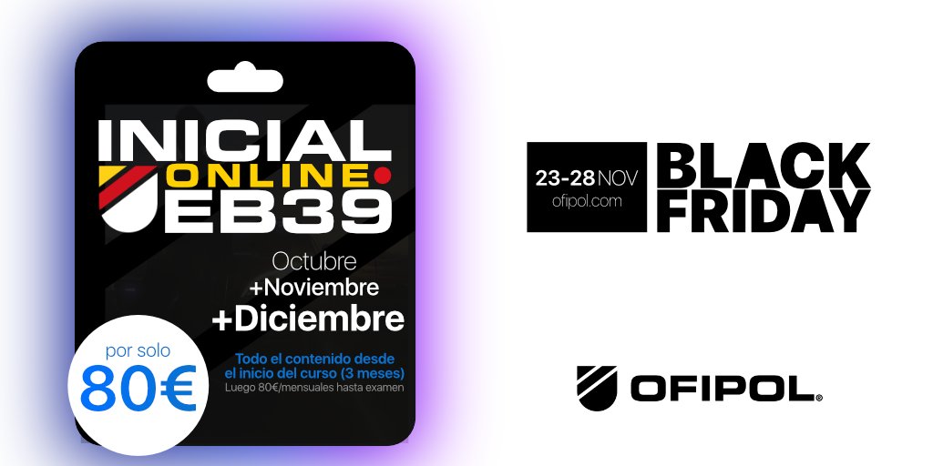 OfipolESP's tweet photo. Si vas a la #Promo39 de #EscalaBásica tienes un 3x1: pagas diciembre ahora y te llevas octubre y noviembre gratis, todo lo que se ha dado en este curso.

Aquí está el link: https://t.co/2aifQqHvaX

#Ofipol #Policía #PolicíaNacional #BlackFriday https://t.co/9zezza8XQG
