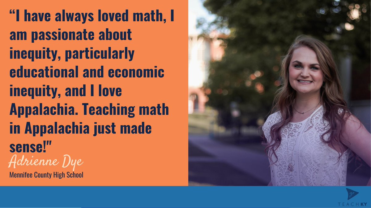 GoTeachKY's tweet image. Adrienne Dye teaches Algebra 2 and AP Statistics at Menifee County High School. She found her #JoyOfTeaching in the content and the kids she serves!