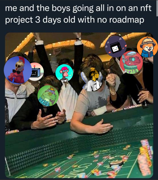 BigNfts's tweet photo. Based on @IcedKnife 's tweet I had to do it with the Koz degen gang @raghavdaryanani @amg9011 @tbaby_james @solanajunkie @Akshit120 @CryptoTraderRai @TraderKoz https://t.co/h2cNOGIz5Z