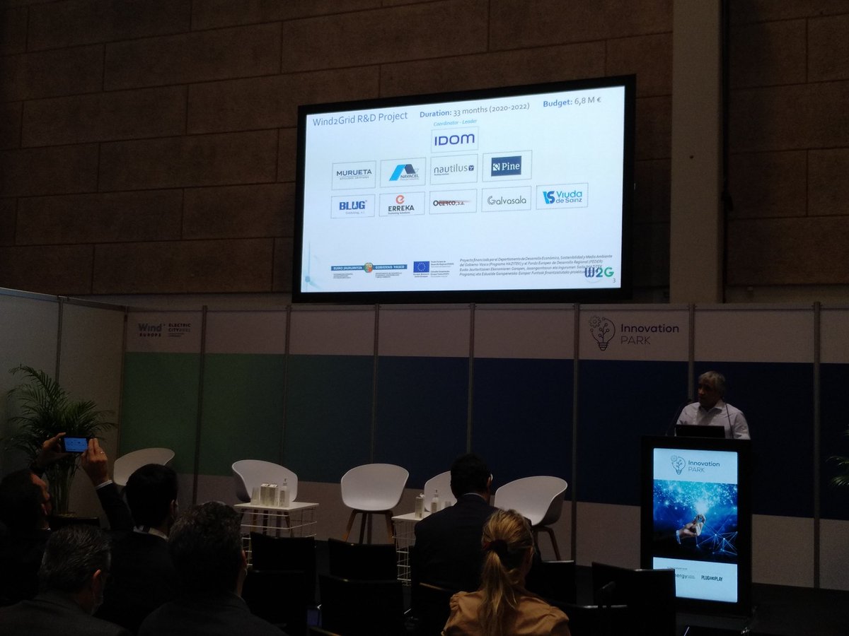 Cluster_Energia's tweet photo. We are NOW at the #InnovationPark of @WindEurope #ElectricCity2021!! @IdomGroup is presenting #WIND2GRID project and the future of floating offshore substations. Check the website of this #Hazitek project ➡️https://t.co/U8Fav2iRWr https://t.co/njxXX6kHO8