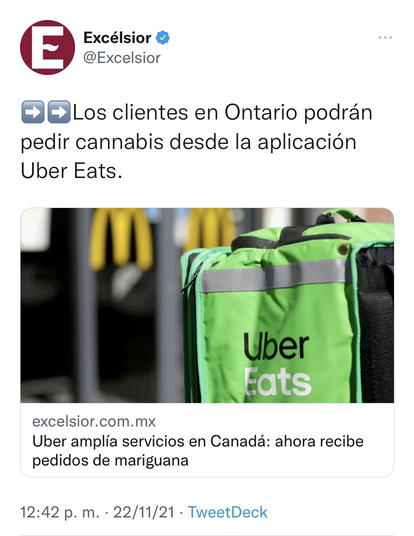 SebastianNohra's tweet photo. En Canadá Uber Eats te vende cannabis. Acá gastamos recursos ingenuamente en perseguirlos a ambos. https://t.co/w6osnyWs1d