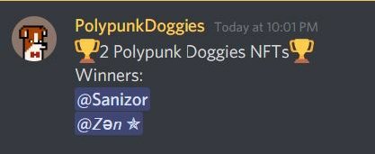 PolypunkDogNFT's tweet photo. 🏆🏆🏆The winners 🏆🏆🏆

Congratulations!!!

Join next #NFTGiveaway !!!! https://t.co/NUst5mqCZK