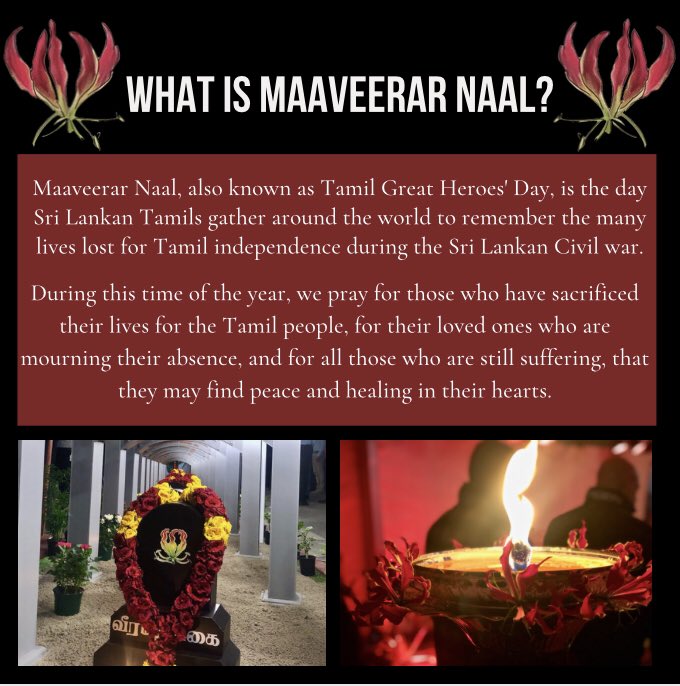 FMMTSA's tweet photo. Hey McGivney! As Maaveerar Naal approaches, we recognize that this is a difficult time for many Tamils as they remember the lives lost for Tamil Eelam during the Sri Lankan Civil war. Here's a post about the importance of this day. Stay tuned for more posts this week! @FMMtweets https://t.co/I2SgVQBjx4
