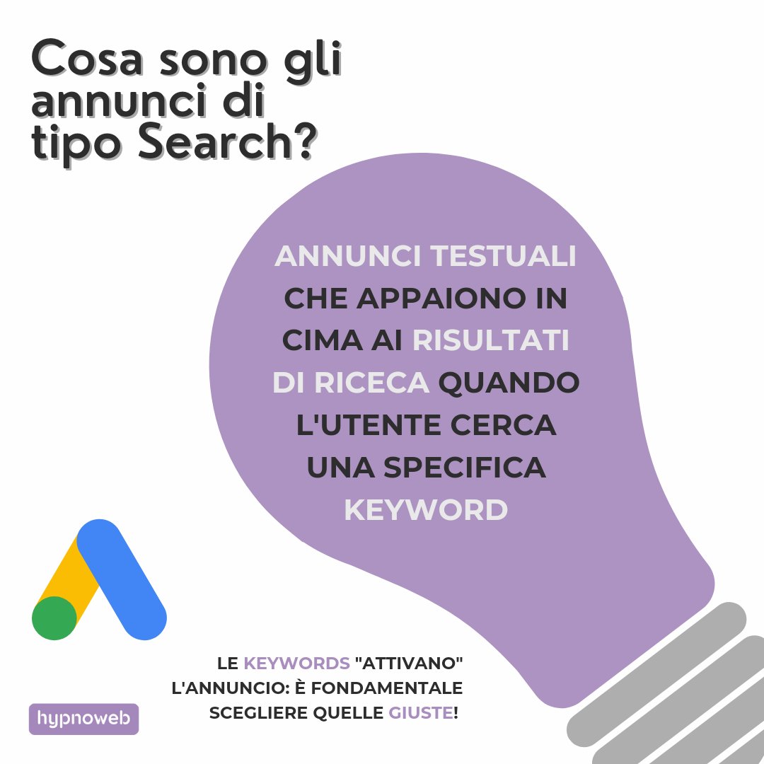 hypno_web's tweet photo. Cosa sono gli annunci di tipo #search? Perché scegliere una campagna #GoogleSearch? Quali vantaggi offre?
Scopriamolo insieme 👇🏻

Vieni a trovarci su https://t.co/eYcmfcRmKf per saperne di più 🖱️

#webagency #agenziaweb #agenziawebmarketing #Google #DigitalMarketing #GoogleAds https://t.co/m8OKa3oo8k