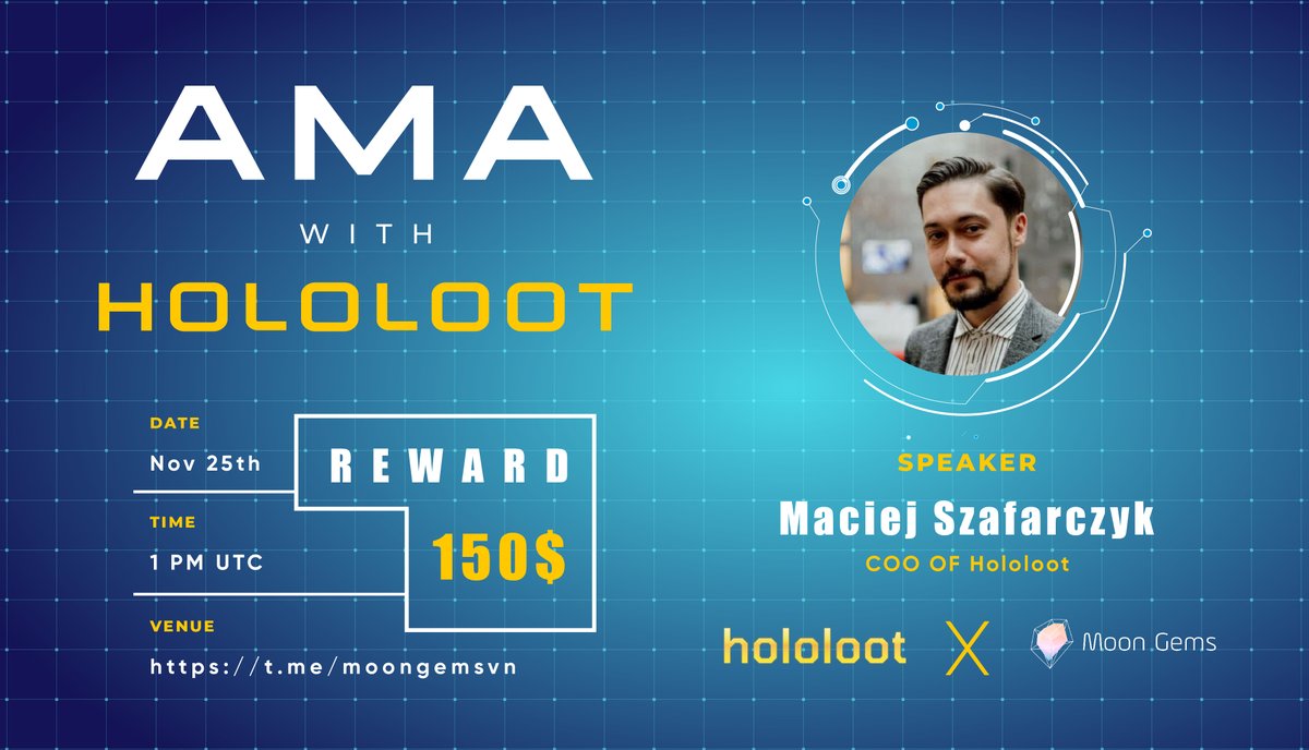 Diasss131's tweet photo. 🔥 AMA with Hololoot, hosted by MoonGems 🔥

- Venue: https://t.co/zJr01ElHqc
- Time:  November 25th, 2021 at 1 PM UTC
- Reward: $150

Follow the rules in this form to join👇👇
https://t.co/EuCLxNsfUP https://t.co/LSMxeZh8iB
