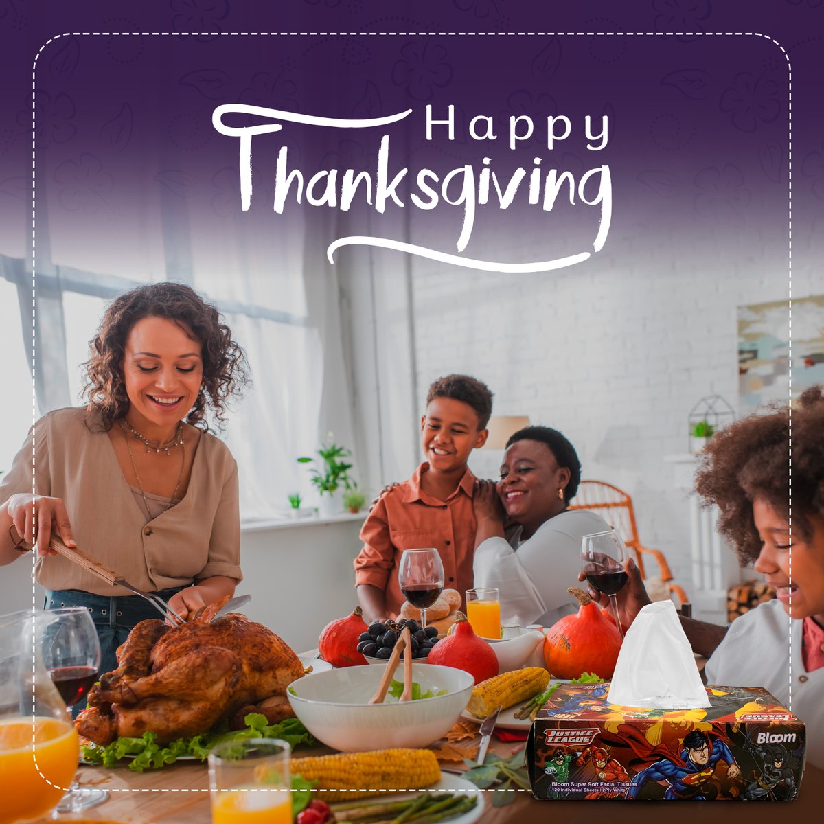 BloomTissue's tweet photo. Here is a reason to be thankful this thanksgiving. Our 3 ply can help you handle Grandma’s spicy Turkey stuffing! Happy Thanksgiving! #BloomTissue #Excellence https://t.co/42yruD3Ka6