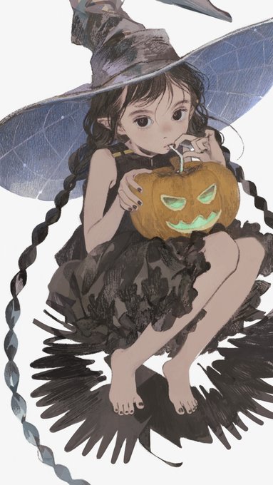 2020年10月、FANBOX用の待ち受けイラストとして描いていた魔女🎃待ち受け用の絵は基本的にタイトルをつけないのですが、立体として新たな命を頂いた記念に「secret pumpkin」とつけました。勢いよく塗った黒の形が今もお気に入りです。 