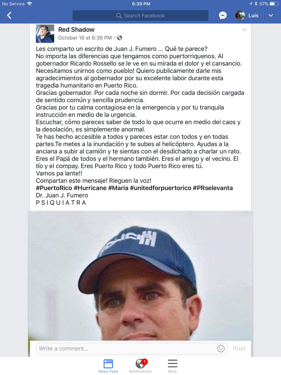 JaniceNegronAlm's tweet photo. La gente buena no olvida por todo lo que se pasó cuando fuimos impactados por el huracan María.  Un pueblo sin herramientas para enfrentar un fenómeno como este, pero teníamos gobernador y sin horas de descanso empezamos a echar pa'lante.
Siempre gracias @ricardorossello https://t.co/fbnUP1RiWb