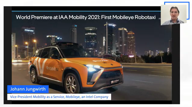 Bitkom_Mobility's tweet photo. "Wir wollen auf Knopfdruck das Fahren sicherer machen." @JohannJungwirth von @Mobileye sieht eine riesige Chance in dem #Bundesmobilitätsgesetz, das Deutschland diesen Sommer auf die Straße gebracht hat. #MobilityaaS #autonomesFahren #dmco21 
Coming soon: #MoovitApp via @SixtDE. https://t.co/GUVtO3izCv