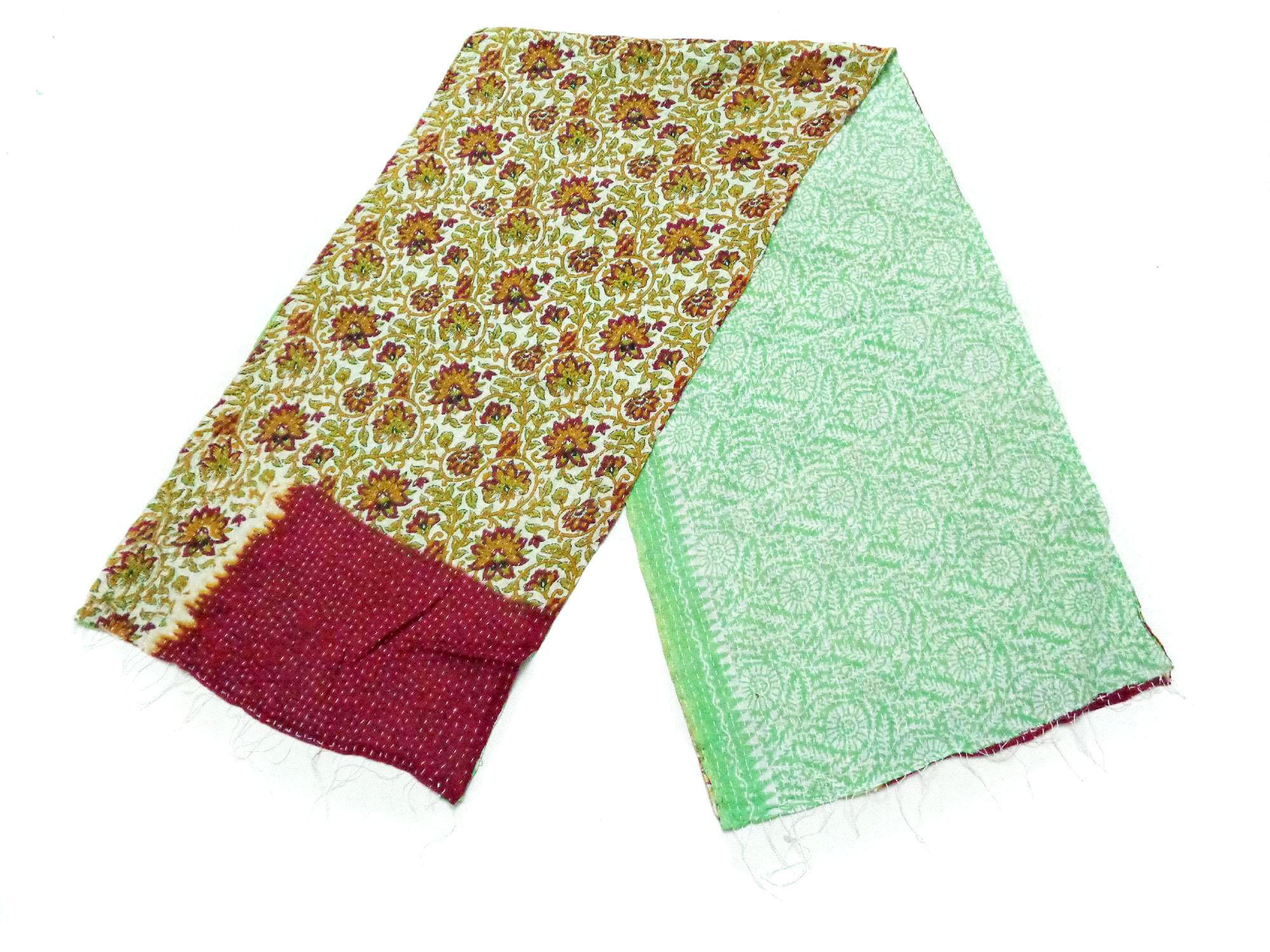 New Indian Cotton Kantha Fashion Scarf Reversible Bohemian Handmade Sarong Band SK09