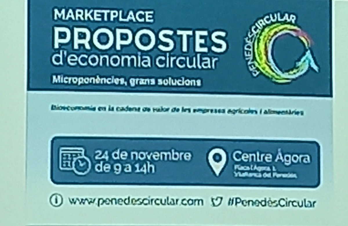 L’ @enoturismEDU ha estat present al 1r Market Place de Propostes d’Economia Circular #PenedesCircular, organitzat per l’ @VilafrancaAj. 

La #sostenibilitat implica canvis i una evolució que no permet passos enrera en aquest àmbit.