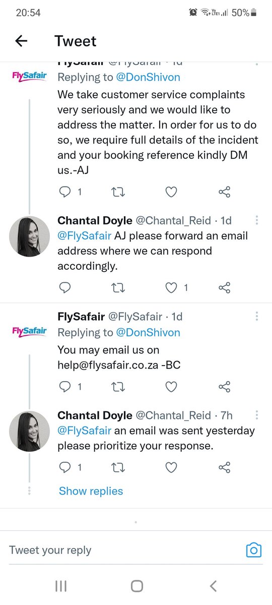 Chantal_Reid's tweet photo. @FlySafair @FlySafair you only have one email address ... also you've already requested this and I've already responded. @hellopetercom https://t.co/LcHJoqWbFZ
