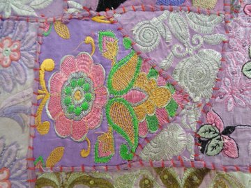 Wall Hanging art Vintage Bohemian Hippie Hippy Embroidered Patchwork Tapestry  TJ04