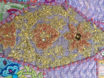 Wall Hanging art Vintage Bohemian Hippie Hippy Embroidered Patchwork Tapestry  TJ04