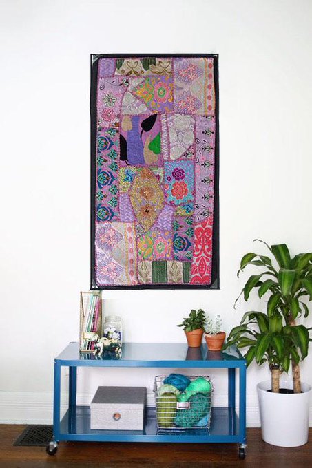 Wall Hanging art Vintage Bohemian Hippie Hippy Embroidered Patchwork Tapestry  TJ04