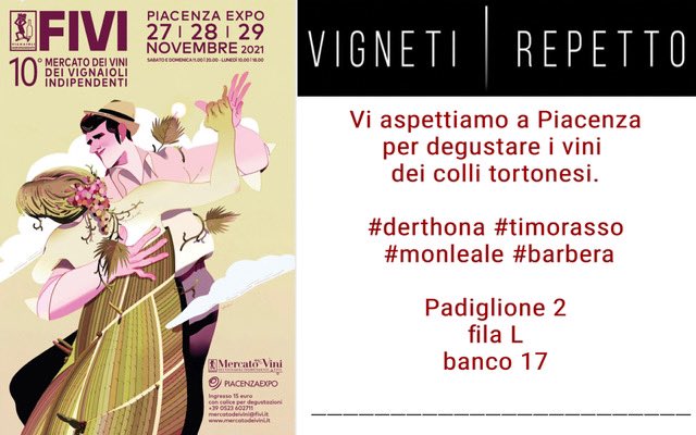 sararepetto79's tweet photo. Ci vediamo a #piacenza!
@VignaioliFIVI
#vignetirepetto #fivi #derthona #timorasso #monleale #barbera #wine #piedmont #piemonte https://t.co/CWAYg5DGfl