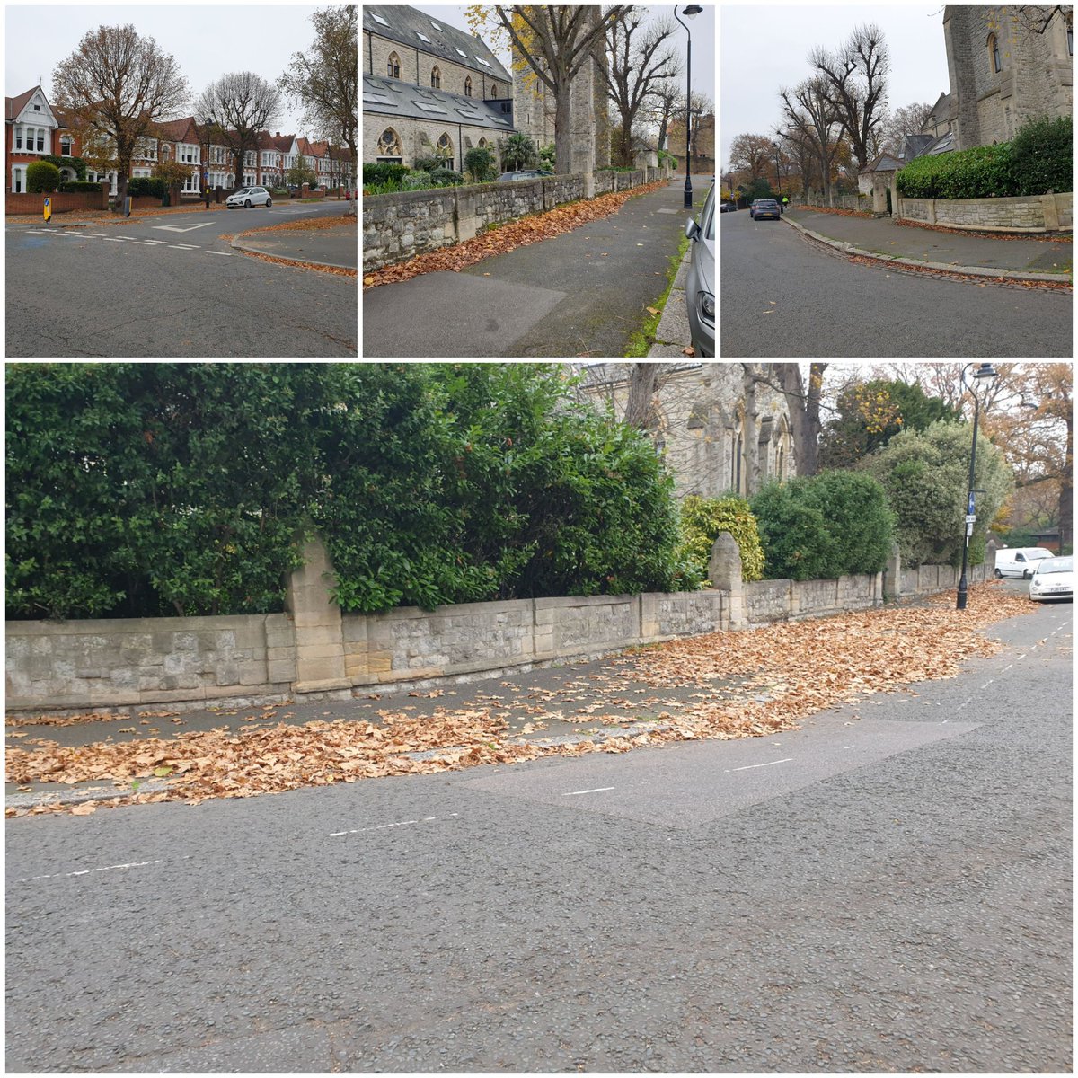ealingbroadway's tweet photo. @SeemaStk @stuntbutt @EalingTories @Ealing_Tories One street doesn't make a Ward. How about posting pictures of other roads. Assume some @EalingCouncil workers or a Councillor lives on Ravensbourne. Look at these from this morning. St. Sephens, Avenue, North Avenue... Soon street gullys will be blocked @EalingIndys https://t.co/MbQVFKbL55