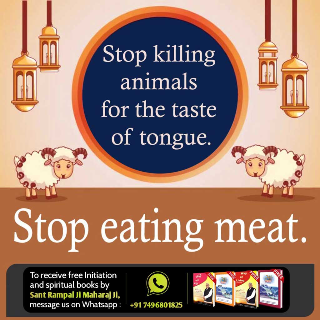 #MeatEatersViolate_LawOfGod 
Harming innocent animals who are sons and daughters of the creator God, is a heinous act that causes great sin.
Please visit Saint Rampal Ji Maharaj YouTube Channel.