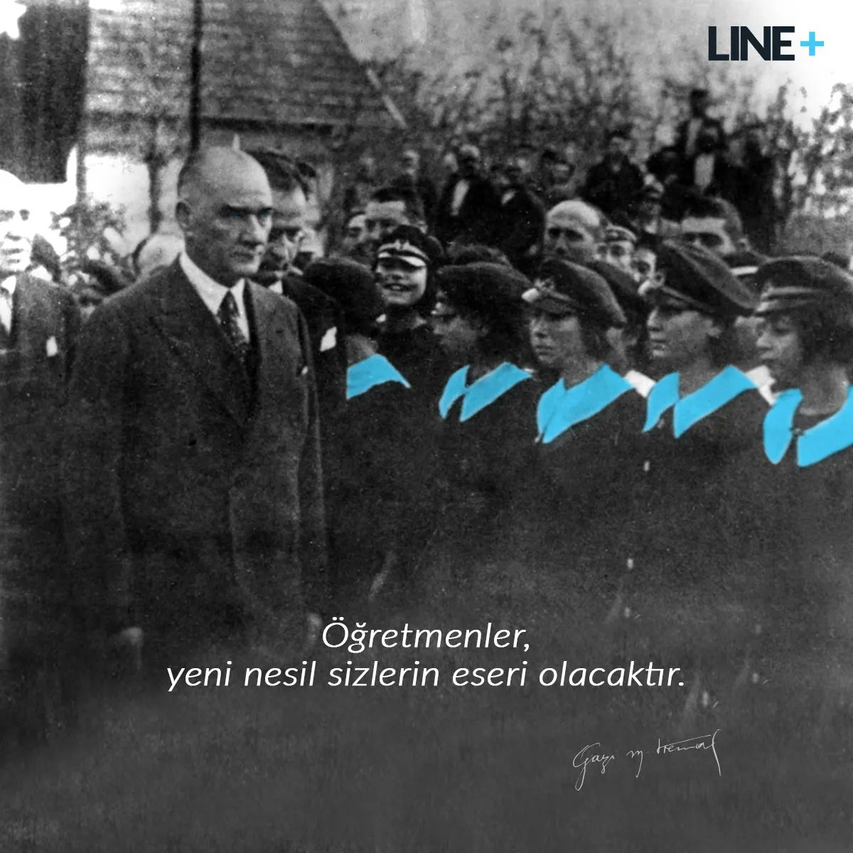 linemedyagrup's tweet photo. "Unutmayınız ki, Cumhurbaşkanı bile sınıfta öğretmenden sonra gelir." 
Mustafa Kemal ATATÜRK https://t.co/pME8sCO7pH