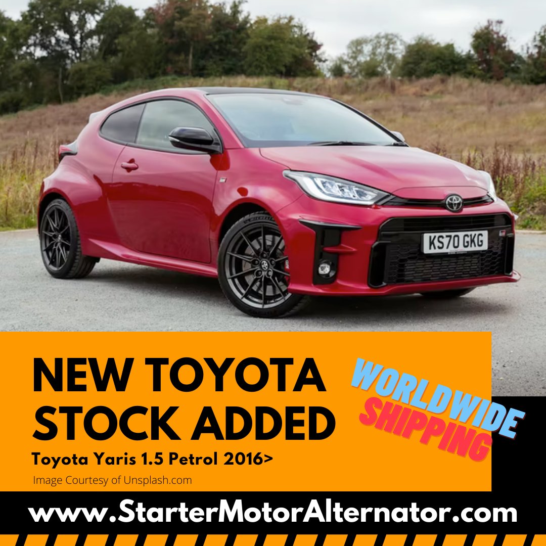 StartAlternator's tweet photo. 🚨NEW TOYOTA STOCK ADDED🚨

Alternator: XIG1571
Fits: Toyota Yaris 1.5 Petrol 2016> 
🛒 Available here: https://t.co/x0scLTYnt7

🌎 International Shipping

🛠️ All our new and remanufactured parts come with a 2 Year Warranty. 
#toyota #yaris #alternator https://t.co/oFSv5eZKJg