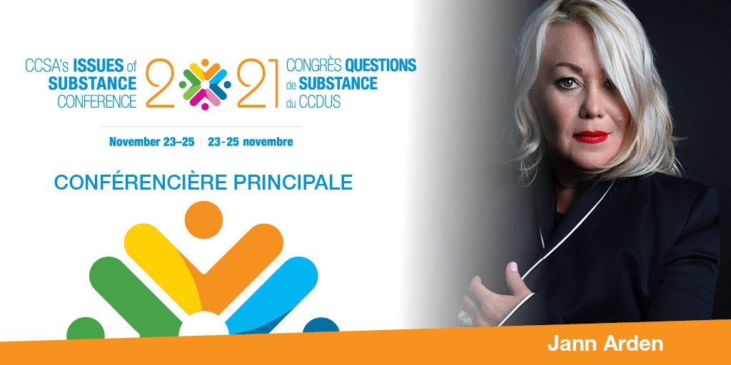 CCDUSCanada's tweet photo. À venir aujourd’hui au congrès #QuestionsDeSubstance: JANN ARDEN! Puis nous parlerons de #stigmatisation, d’entraide entre pairs pendant le #rétablissement, d’expériences négatives durant l’enfance (#ENE) et plus. #congrèsCCDUS https://t.co/lD32fOFDai