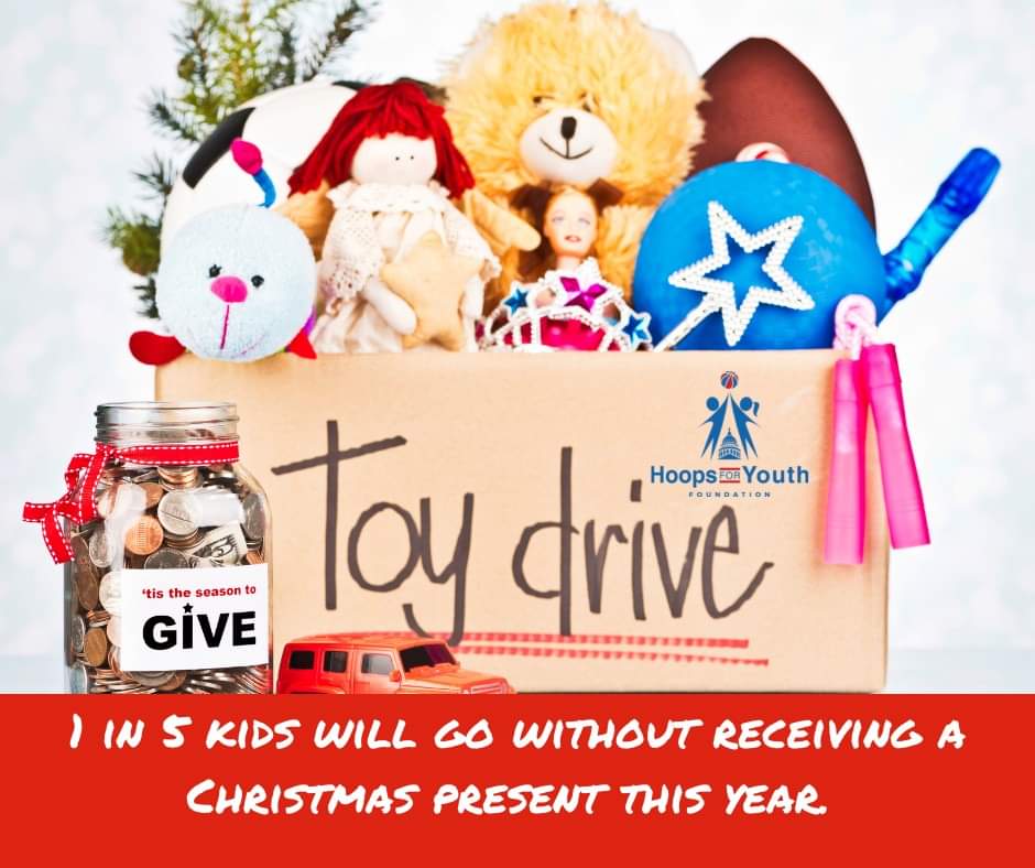 Hoops4Youth's tweet photo. 1 in 5 kids will go without receiving a Christmas present this year.  Join us in making this year different by donating to the Hoops For Youth Foundation toy drive.  

STRONGER TOGETHER.  TOGETHER BUILDING COMMUNITIES.
#onecommunity 

https://t.co/N6Z1qKHlcQ https://t.co/tIyehqq3Wz