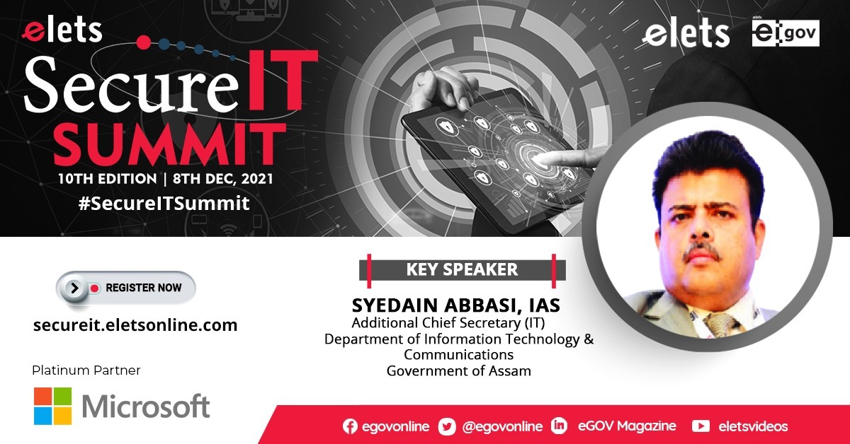 egovonline's tweet photo. Be ears to Syedain Abbasi, ACS, Dept. of IT & Communications, #Assam as he deliberates on how the Govt of Assam is safeguarding its #data from #cyberattacks
Join us at Elets #SecureITSummit 2021 on Dec 8.
Register: https://t.co/Gg1neM1EeE
@CMOfficeAssam @itdassam #cybersecurity https://t.co/RIPCXDXkt5