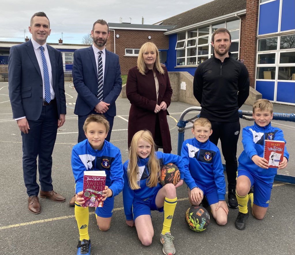 MMcIlveenDUP's tweet photo. Highly impressed by the  #BooksAndBoots programme in @MillislePS this morning👍 
A reading &amp; footballing partnership with the @OfficialBlues Captain Jamie Mulgrew has had extremely positive outcomes for all the children participating⚽️ https://t.co/TITLjtQfAV