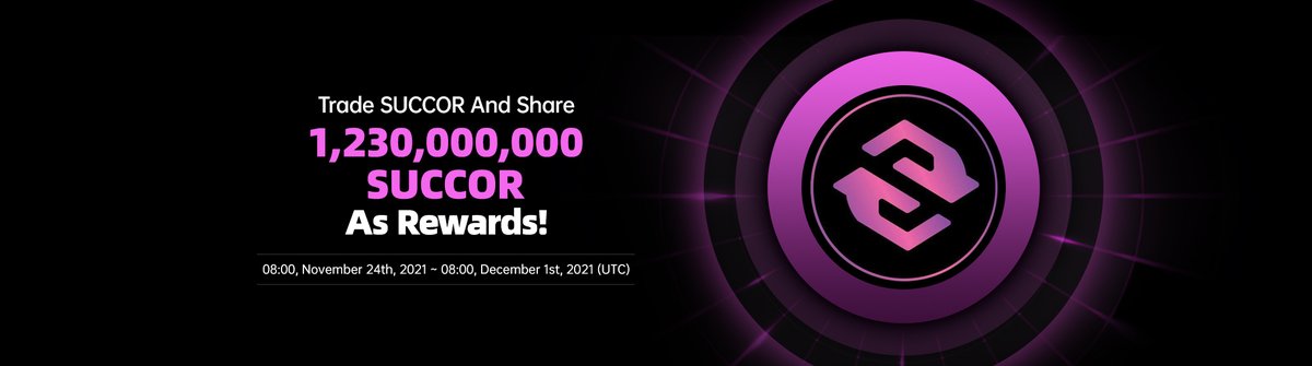 Hello, Succor Coin Community .

We are very happy to announce that we have Successfully launched Trading Competition on Hotbit. Share 1,230,000,000 SUCCOR As Rewards!

Duration：08:00, Nov 24th, 2021 ~ 08:00, December 1st, 2021 (UTC)

Hotbit Announcement:
hotbit.zendesk.com/hc/en-us/artic…