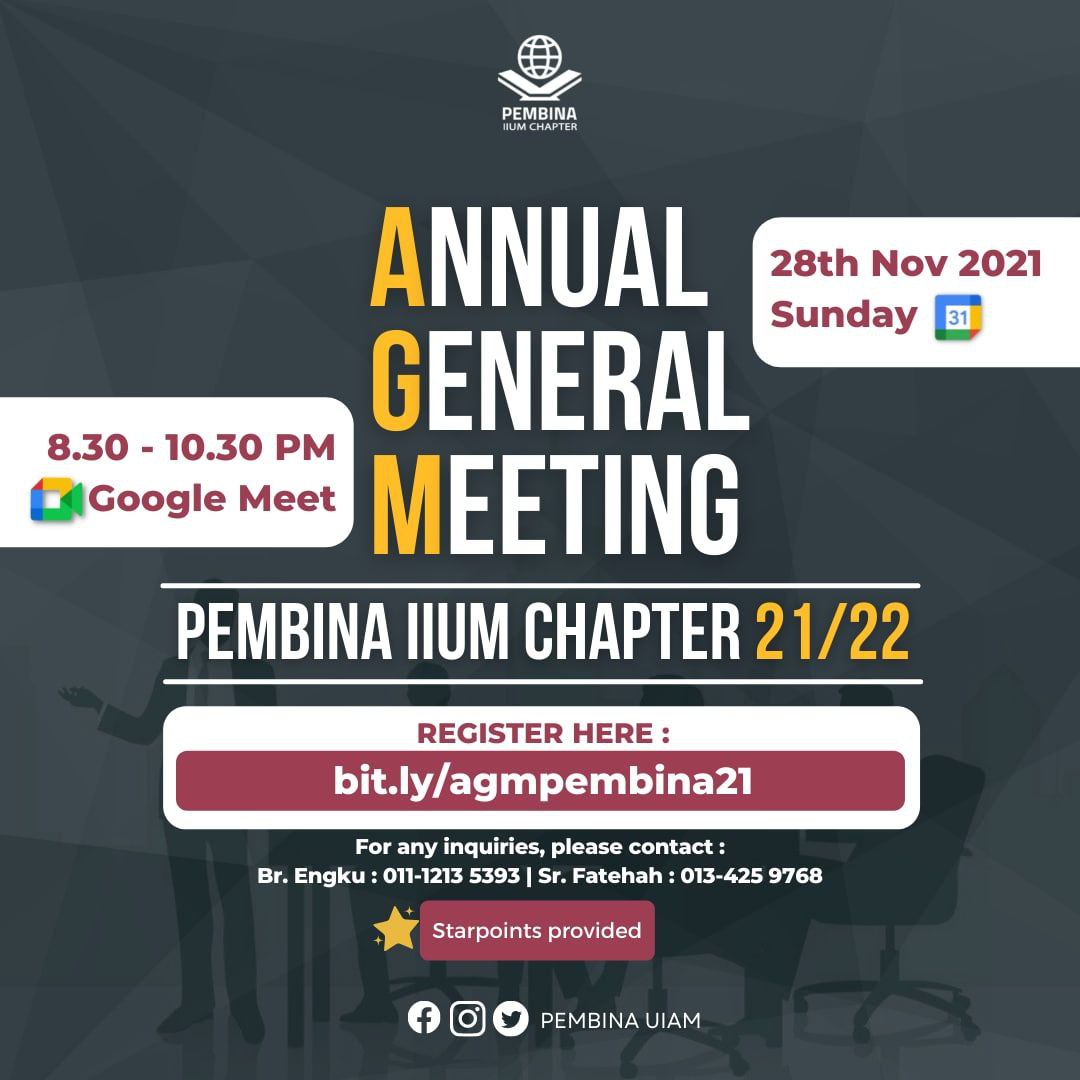 PEMBINAUIAM's tweet photo. We look forward to see you there!
#PEMBINAIIUMChapter
#MemperkukuhPasak #MembangunKepimpinan
#AGMPEMBINAUIAM
#iium https://t.co/lpuTQUOC08