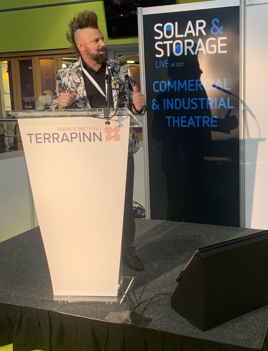 SolarStorageUK's tweet image. The presentation: birds around solar panels - the issues and solutions has just started! Head over and hear Steve Williams from @spcleaners speak in the commercial and industrial theatre #solarstoragesolutions