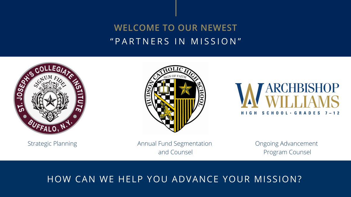 partnersmission's tweet photo. WELCOME to our newest "PARTNERS IN MISSION" - @SJCI, @Hudsoncatholic, and @goAWathletics! Interested in partnering with us? https://t.co/1KZlXTIqGz #catholiceducation #catholicschools #schools #advancement #strategicplanning https://t.co/qUwaJfflXB