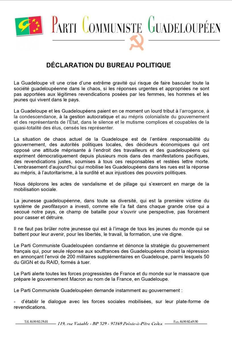 PCG Parti Communiste Guadeloupéen tweet media