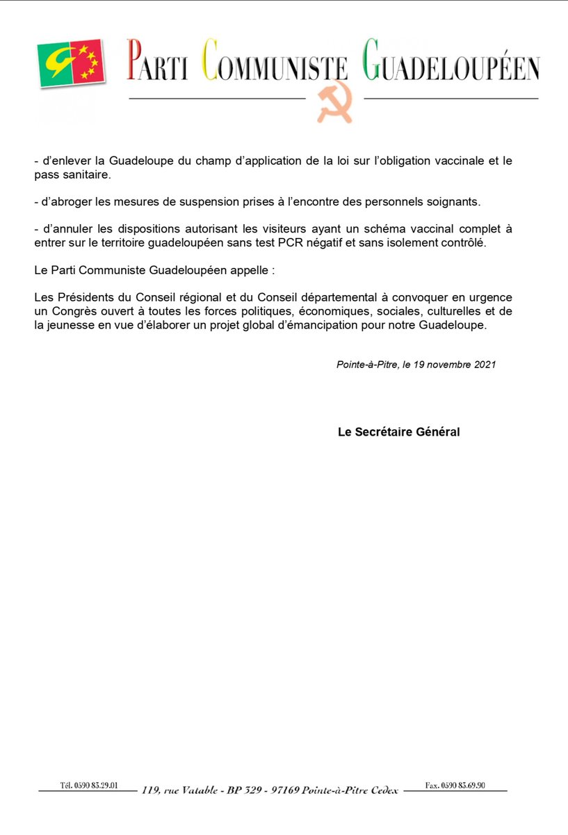 PCG Parti Communiste Guadeloupéen tweet media