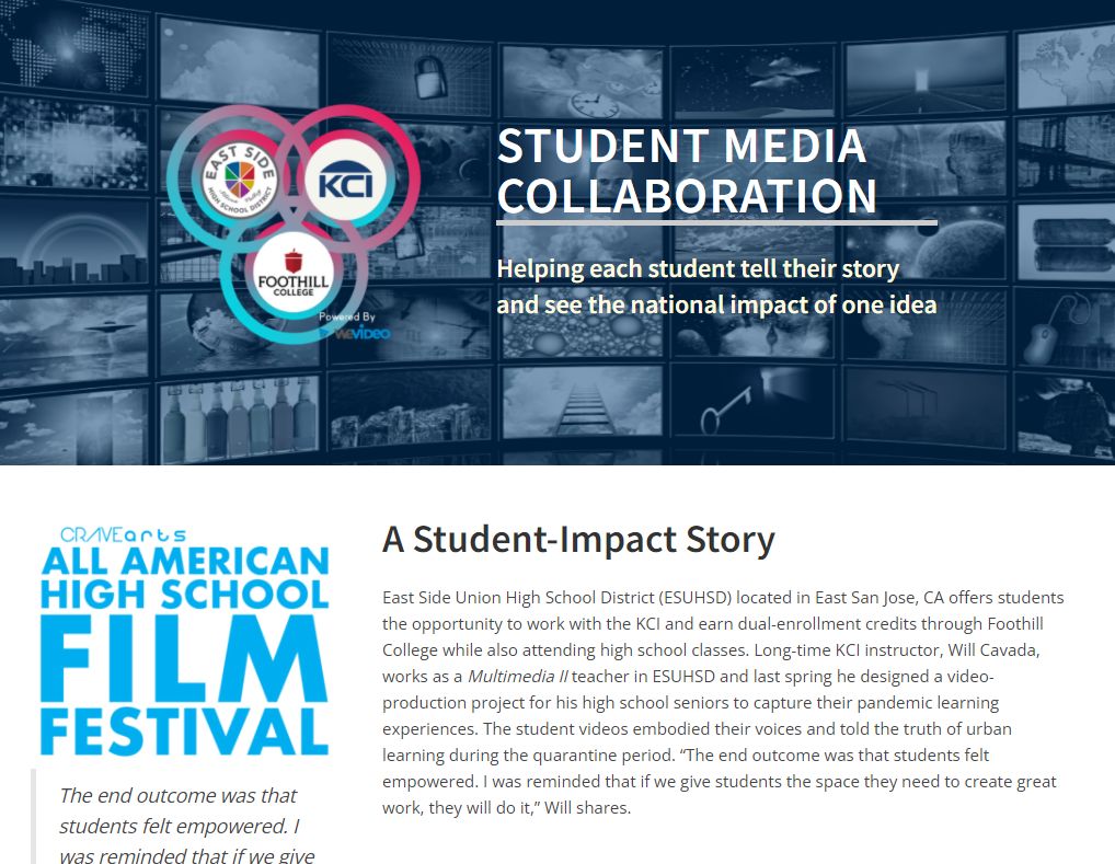 NextVista's tweet photo. Love seeing students get the chance to share their stories, as with this #KCItogether program in collaboration with ESUHSD! How do your students expand their audience? @cavada #KCIELLI #WeAreCUE #5DTC https://t.co/twGPqZmXqv https://t.co/ZLzMDifgro