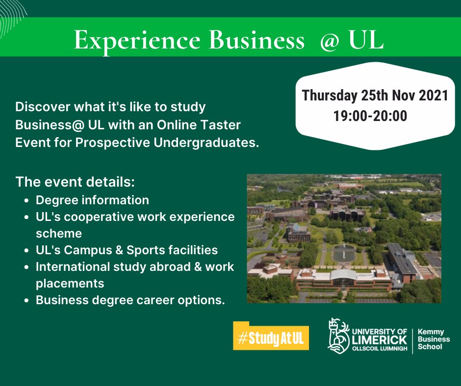 Business at UL (@businessatul) on Twitter photo 1 Day to Go until the Virtual Taster Event to discover Business <a href="/UL/">University Of Limerick</a>. Don't miss out! Sign-up bit.ly/3k5eGOc 1 Day to Go until the Virtual Taster Event to discover Business <a href="/UL/">University Of Limerick</a>. Don't miss out! Sign-up bit.ly/3k5eGOc