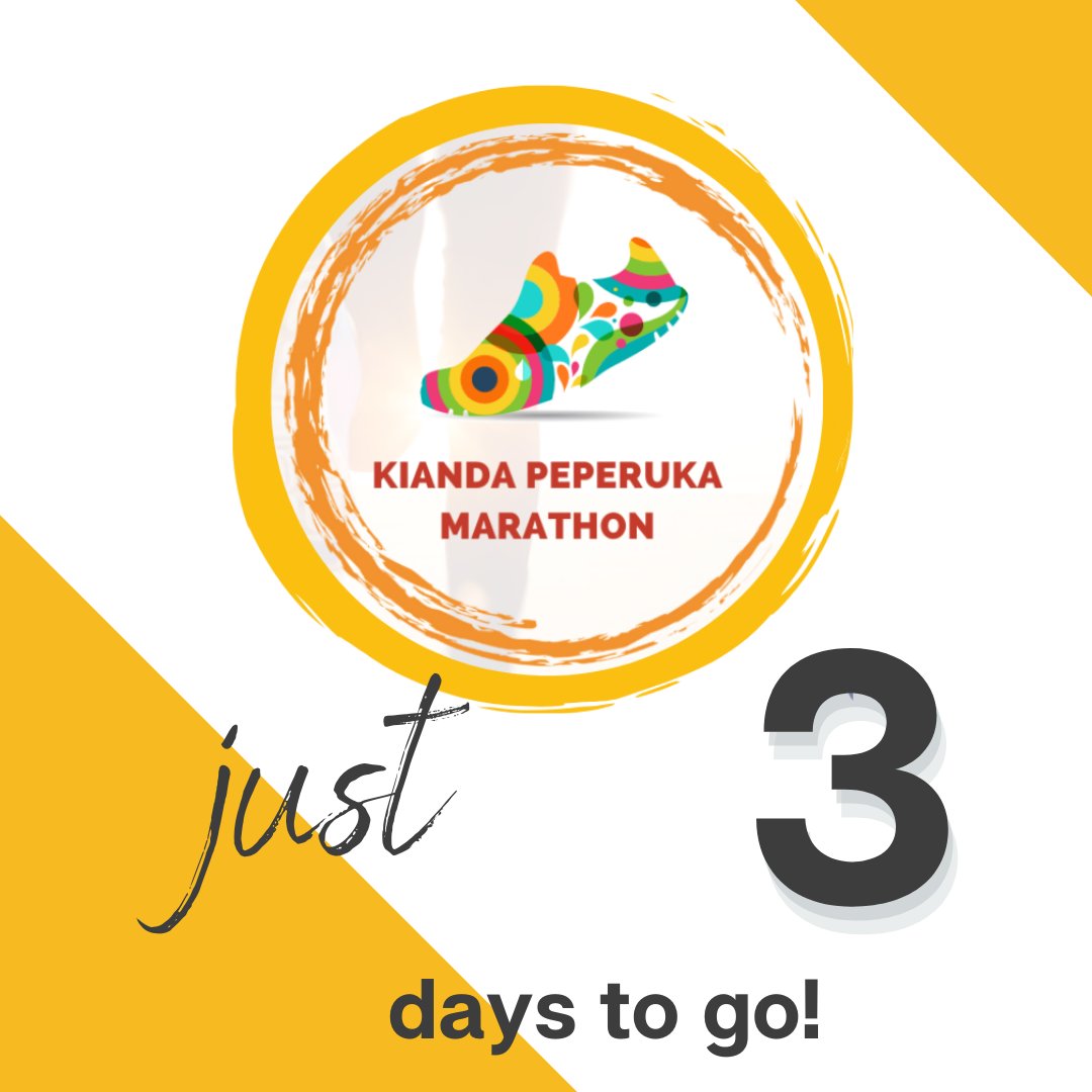 Kianda_F's tweet photo. Only 3 days to go to the #Peperuka marathon! The marathon will be flagged off by @FirstLadyKenya HE Margaret Kenyatta at 6:30am. Register here and give disadvantaged #girls a chance at a quality #Kianda #education https://t.co/kDHMsqVM4S https://t.co/7BUn74w5CO