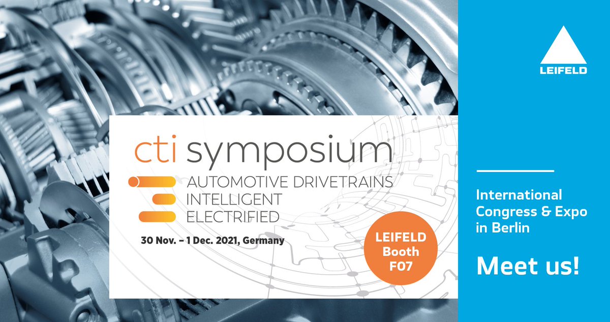 LeifeldMS's tweet photo. ...only a few days left until the CTI SYMPOSIUM starts in Berlin. Hundreds of companies, engineers and innovators are looking to be in the pole position of international drivetrain development and enjoy expert-led sessions. Meet us!
#metalforming #drivelinesolutions #LEIFELD https://t.co/qXkqszwrWT