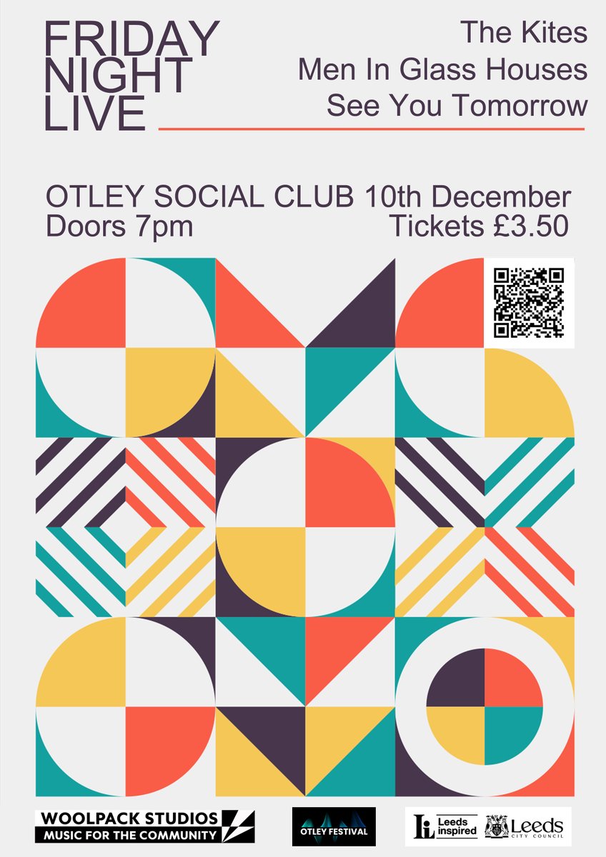 Get your tickets for the first in our series of teenage band gigs- three great local bands, high energy and quality performances guaranteed! Otley Social Club 10th December Tickets £3.50 from eventbrite @visitotley @PHGSmusic @otley2030 @otleyBID #otley #youthmusic #livemusic