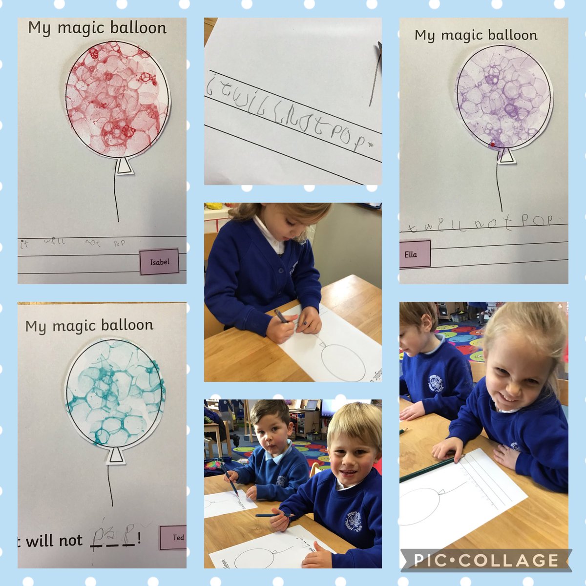 acorn_class's tweet photo. Inspired by #MickInkpen’s blue balloon, Reception Acorns have been writing about their magic balloons in class this morning. #TheBlueBalloon 🎈 https://t.co/EGXNThov0f