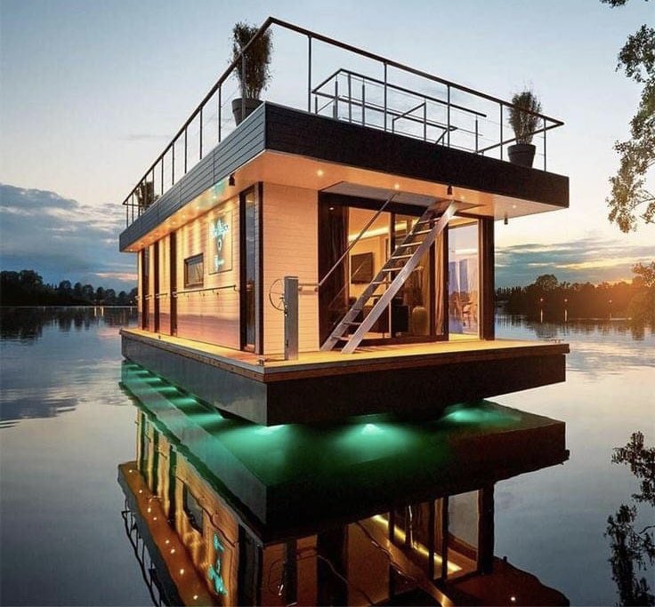 Now building floating tiny homes and boathouses. #tinyhome #houseboats #boathouse #michigan #builders #lakemichigan #lakelife