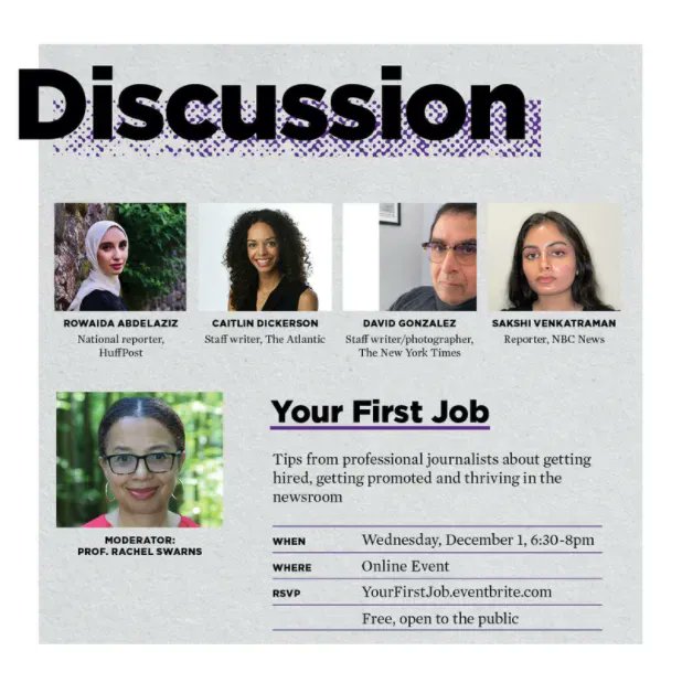nyu_journalism's tweet photo. Want to know more about beginning a successful career in journalism? Join this NYU Journalism online discussion | Register here: https://t.co/IX2lvCNYhz #nyujournalism #yourfirstjob @NYUAlumni https://t.co/tgXTa683i0