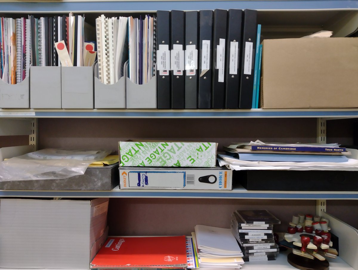 CRC_LRC's tweet photo. How did we not realise it was #ExploreYourArchive week? For today's #ArchiveShelfie here is our small College archive. And on of our LRC Advisors modelling the very smart CRC tie and badge that can be found in that archive. We ignored the For Reference Only sticker! https://t.co/MOU1Klvvz8