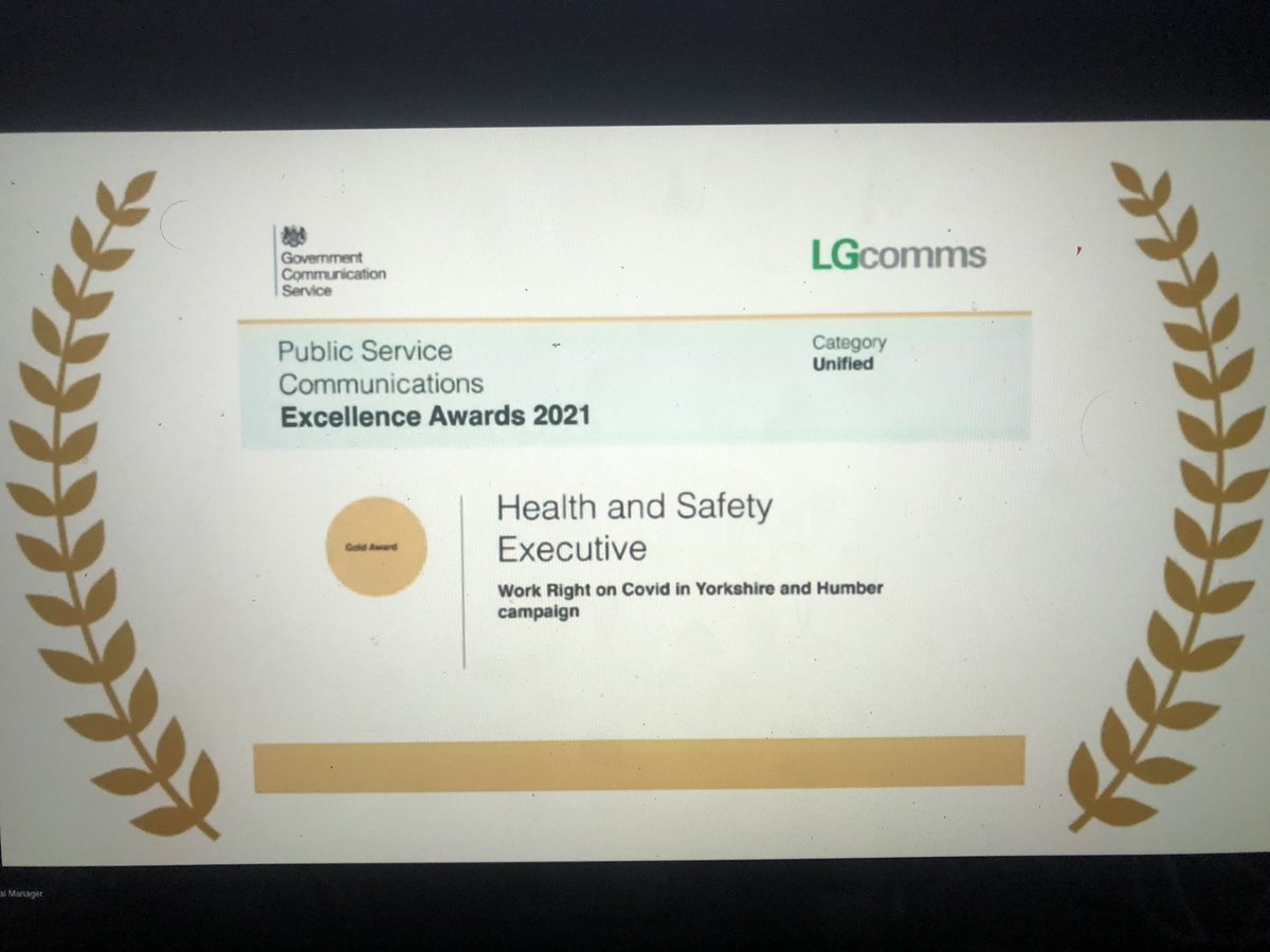 Really honoured and proud of @H_S_E communications team for winning gold at the Public Service Communications Excellence Awards #CommsAcad 2021 @UKgovcomms