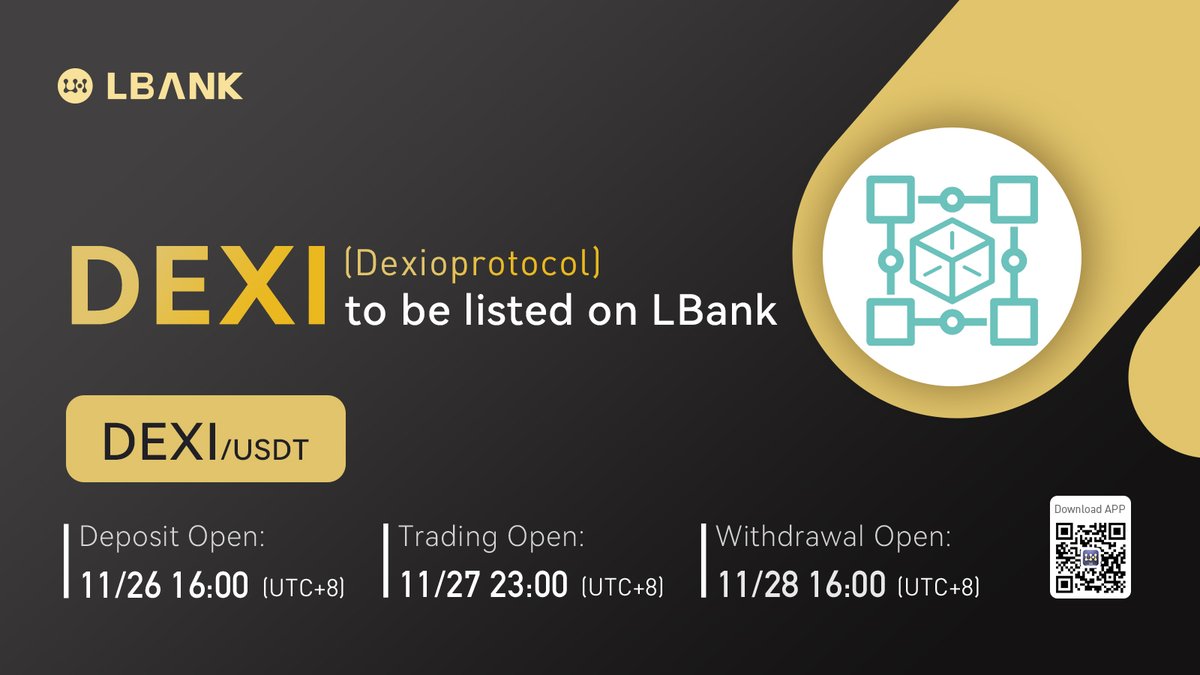 🔥 New #listing

💫$DEXI(Dexioprotocol) will be listed on LBank at 23:00 on November 27, 2021 (UTC+8)! <a href="/dexioprotocol/">Now Seek Protocol</a> 

Dexioprotocol is a crypto project on the #BSC focused on developing an ecosystem of #GameFi applications!

❤️Details:bit.ly/3FKsF4w

#crypto