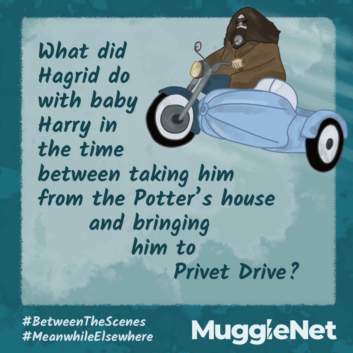 MuggleNet's tweet photo. We like to think that Hagrid took baby Harry to a park just so he could have one moment of peace before he had to go live with the Dursleys. What do you think? #BetweenTheScenes #MeanwhileElsewhere https://t.co/k4ZDLMzJba