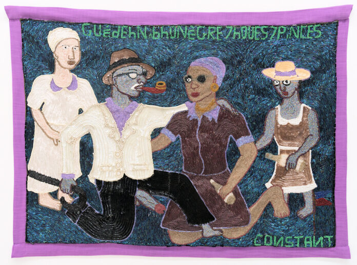 Myrlande Constant: Marshaling the Underworld | André Juste in Haiti Liberté 'Constant is well known for her unusually large scale, visually arresting figurative takes on traditional drapo, banners stitched with countless glittering beads.' haitiliberte.com/myrlande-const… @haiti_liberte