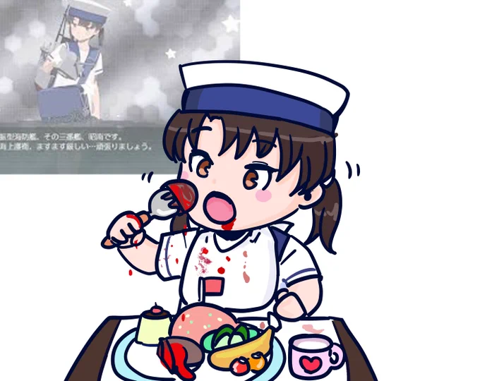 なんか来たのでお子様ランチを与えてみると年相応な食べ方をする昭南ちゃん 