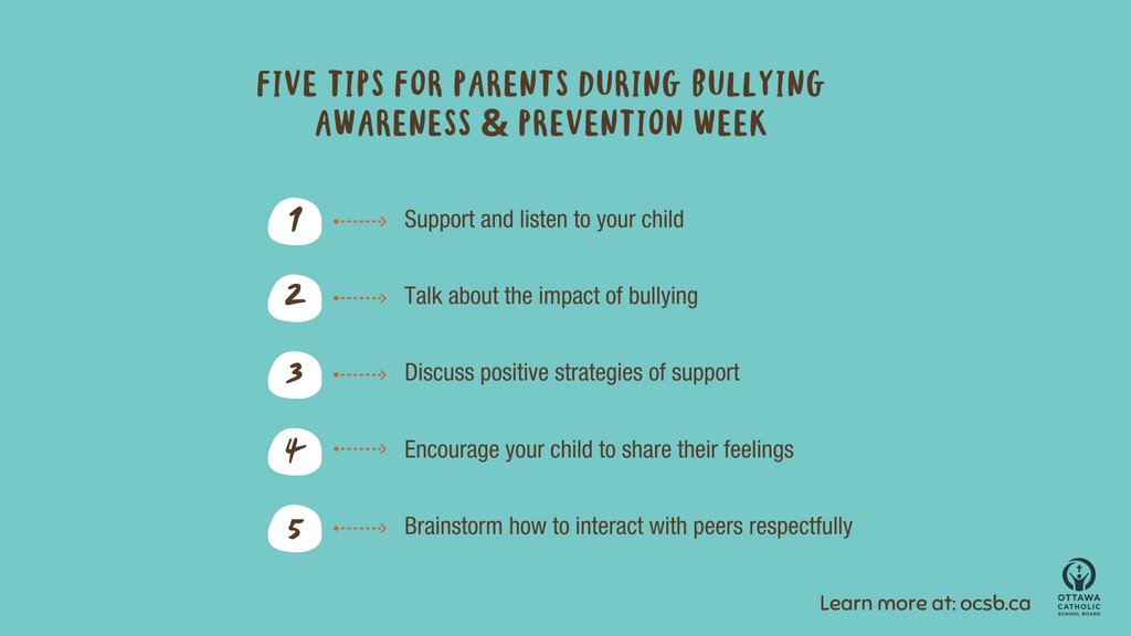 🗨️Are you wondering how to talk about #BullyingPrevention with your child? Here are some practical tips to help start the conversation: ocsb.ca/2021/11/24/bul… 

Don't forget to share your own tips and strategies with our #OCSB community using the hashtag #ocsbKindness!